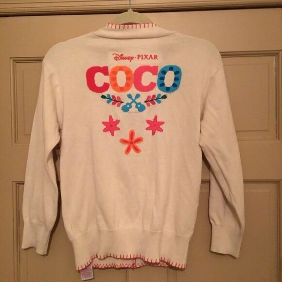 NWT Disney Pixar Girl Cotton Embroidered Coco Skull Sweater Cardigan - Picture 2 of 7